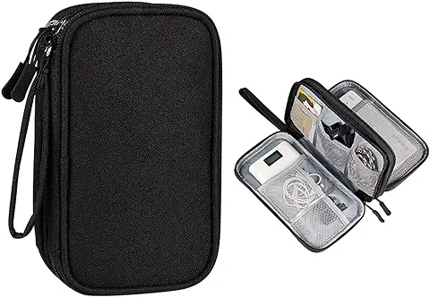 Bolsa Organizadora de Accesorios Electrónicos de 3 Capas, Bolsa de Almacenamiento de Cable Impermeable Portátil, Bolsa de Almacenamiento para Cables de Cargador Adaptadores de Auriculares(negro)  