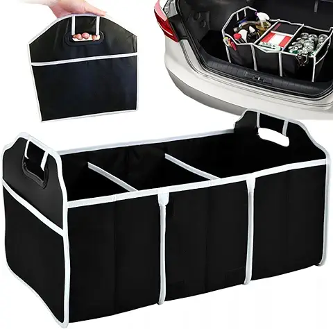 Bolsa Organizadora para Maletero de Coche - Caja Almacenaje Interior Plegable con Compartimentos Múltiples, Accesorios para Camper o Furgoneta, Practica y Versatil. (L)  