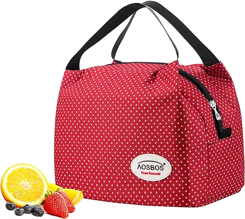 Bolsa Termica Porta Alimentos 8,5L - Bolsa Comida Trabajo para Mujer - Lunch Bag 28 x 19 x 20 cm - Bolsa de Almuerzo Impermeable - Nevera Portatil Pequeña para Niñas Picnic Oficina Playa Viaje - Rojo  