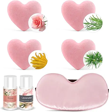 Bomba de Baño Set, Regalos Mujer Set de Naturales Spa Relajantes, Set Bolas Baño Efervescentes de Burbujas con Aceites Esenciales, con vela Aromática, para Madre Amigas Niño Esposas Novia.  