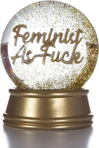 Boxer Gifts Feminist As FK Novedad Glitter Globo de Nieve Ornamento | Divertido Cumpleaños para Ella, Dorado, 1  