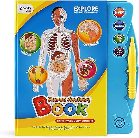 Boxiki Kids Libro Sobre el Cuerpo Humano Aprende Sobre Las Diferentes Partes de Nuestro Cuerpo con Este Libro de Actividades. ¡Este Libro de Ciencias Hace Que el Aprendizaje Sea Divertido!  