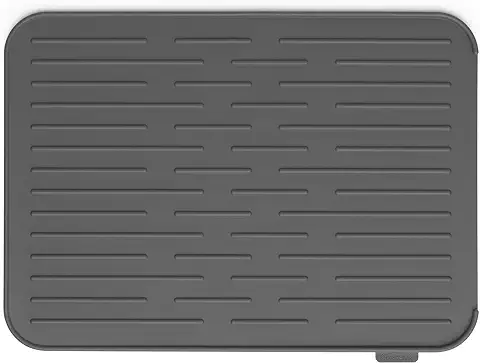 Brabantia Alfombrilla Escurreplatos de Silicona, Gris Oscuro, 43,8 x 32.5 x 0,9 cm  