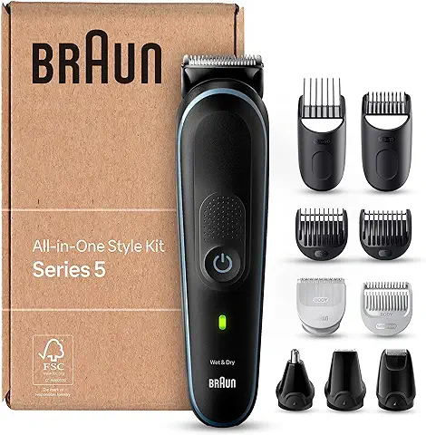 Braun Recortadora de Barba Series 5 Máquina Cortar Pelo, Cortapelos Hombre, Kit 10 En 1 Para Barba, Pelo, Depilación Masculina, MGK5445  