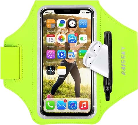 Brazalete Deportivo para Corre con Airpods Holder,Brazalete Móvil Deportivo para IPhone 14 Pro Max/14 Pro/14 Plus/13 Pro Max/12 Pro/11/XS MAX/XR/8 Plus/8 Galaxy S9/S8 Plus,Huawei P40 Hasta 6.9"  