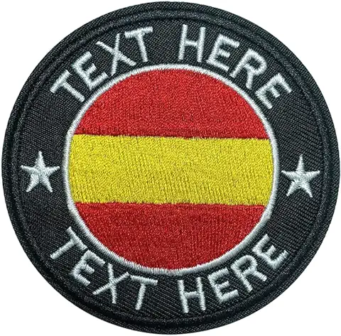 Brillina Parche con Nombre Militar Personalizado, Parche de Bandera de España de 7,6 cm con su Texto Bordado Personalizado Accesorio Militar y Táctico para Ropa Sombreros Chaquetas Mochilas  