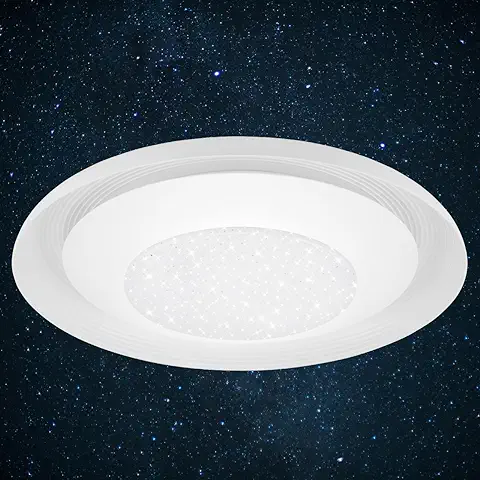 Briloner Leuchten 3066-016 - Lámpara de Techo LED, con Decoración de Estrella, Efecto de luz Directa/indirecta, 900 Lúmenes, 4000 Kelvin, 36,5 cm de Diámetro, 12 W, Blanco  