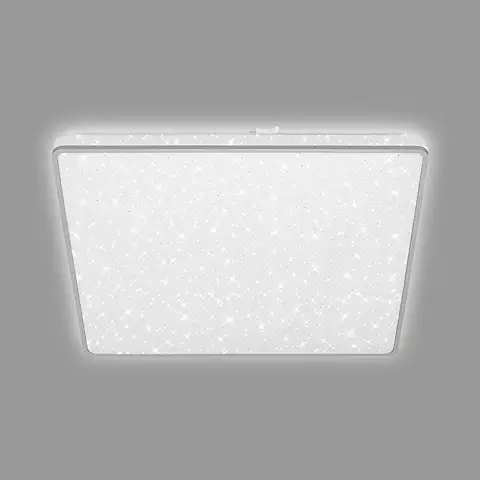 Briloner - Lámpara de Techo LED con Cielo Estrellado, Lámpara de Techo LED con Decoración de Estrellas, Efecto Retroiluminado, luz Blanca Neutra, 370x370x50 mm, Cromo mate  