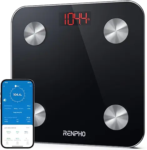 Báscula Grasa Corporal Bluetooth RENPHO con 13 Funciones, Báscula de Baño Digital con App, Báscula Inteligente y Monitor de Composición Corporal con Medición de Metabolismo Basal e IMC, Elis 1  