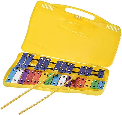 Btuty 25 Notas Glockenspiel Xilófono Percusión Ritmo Instrumento de Enseñanza Musical con 2 Mazos Estuche de mano  