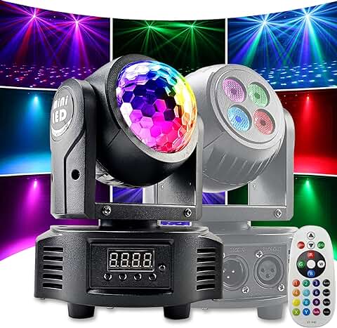 Cabeza Móvil LED de Doble Fuente, 36W Luces Discoteca 540°Rotación Luces DJ con Control Remoto RGBW Moving Head DMX512 Luz de Escenario 4 en 1 Luces de Fiesta para Disco Bar Conciertos Club  