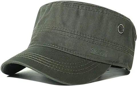 CACUSS Gorra Militar de Algodón para Hombres Sombrero Cadete Gorra de Béisbol Ajustable Militar Plana Superior  