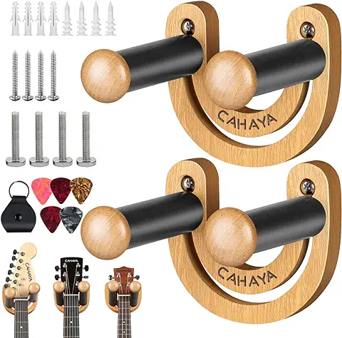 CAHAYA 2 Pack Soporte Guitarra de Tamaño Ajustable con 5 Púas y 1 Bolsa para Púas para Guitarra Acústica Eléctrica Bajo Banjo Ukelele Mandolina, CY0297-1  