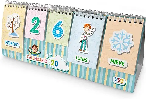 Calendario Sobremesa para Niños. Atemporal - Juguete Educativo para Aprender los Días, Estaciones y el Clima. Calendario Infantil - Con Pestañas Combinables con Ilustraciones  