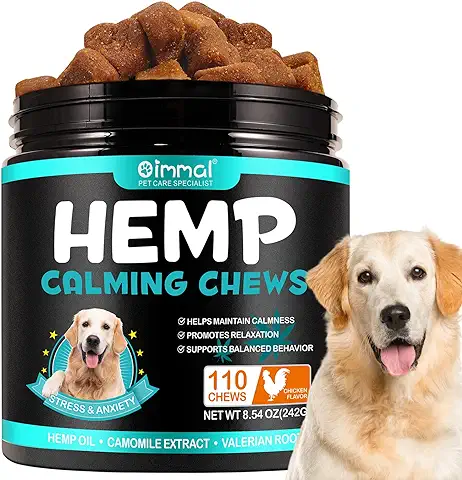 Calming Chews for Dogs, Calming Treats For Dogs, Natural Soft Chew Tasty Treats, Reduce el Estrés, el Miedo, la Ansiedad por Separación, Ladridos, Hiperactividad, Agresividad (Pollo-110)  