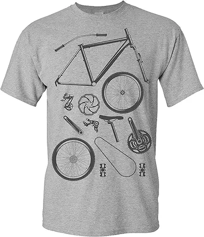 Camiseta de Bicileta: Piezas de Bici - Regalo para Ciclistas - BTT - MTB - BMX - Mountain-Bike - Downhill - Regalos Deporte - Camisetas Divertida-s - Ciclista - Retro - Fixie-Bike Shirt  