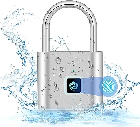 Candado de Huellas Dactilares, Cerradura Inteligente Impermeable, Candado de Huellas Dactilares, Carga USB, Bloqueo de alta Seguridad para Gimnasio Locker, Equipaje, Taquilla (plata)  