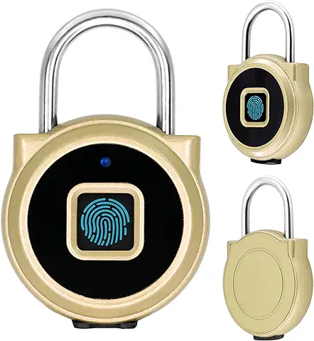 Candado de Huellas Dactilares Inteligente, Candado Bluetooth, Recargable USB, Autorización Remota, Candado de Seguridad KozyOne Smart Keyless para IOS/Android, Impermeable IP65 (dorado)  