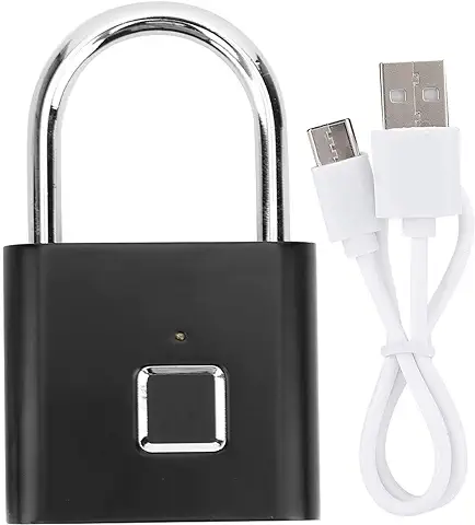 Candado Inteligente con Huella Dactilar, mini Candado Electrónico sin Llave, Candado Inteligente USB Portátil, Candado con Grillete Inteligente, Candado Inteligente con Candado de Seguridad, Cerradura  