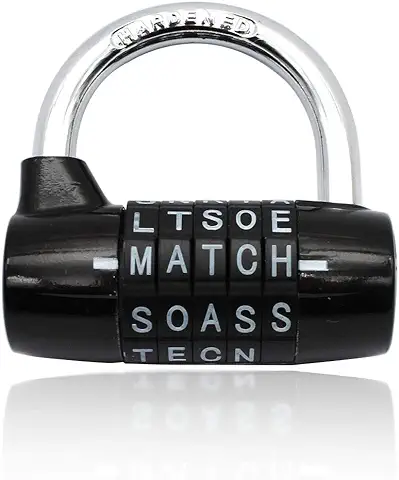 Candados de Combinación de 5 Letras Contraseña de Bloqueo Seguridad Robusta Candado Dial Locker (Negro) (5 Letters Code)  