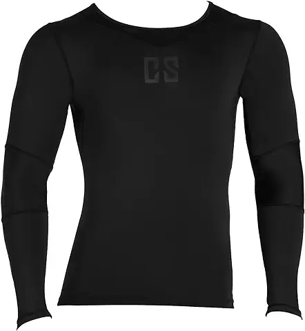 CAPITAL SPORTS Beforce - Camiseta de Compresión con Mangas para Hombre (Regula Temperatura Corporal, Tecnología Dehydr8, Nivel de Compresión Medio, Malla Ventilación, Cuello Ancho  