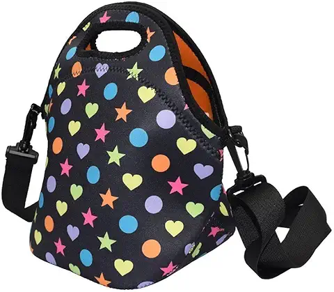 Case Wonder - Bolsa Isotérmica para Comida, Neopreno, Plegable, Bolsa de Almuerzo, Bolsa de Almuerzo con Desmontable Ajustable, Bandolera, Mantiene la Comida Fresca para Niños y Mujeres (estrella  