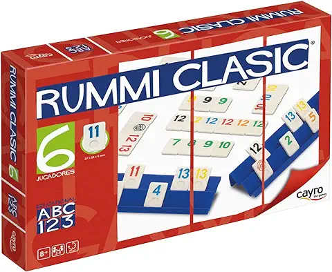 Cayro - Rummi - + 8 Años - Modelo Clásico - Juegos Divertido de Mesa para Niños y Adultos - 159 Piezas, 1 Bolsa de Tela y 6 Soportes - 2 a 6 Jugadores  