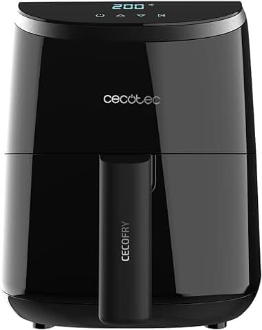 Cecotec Freidora sin Aceite de 2 L de Aire Caliente Cecofry Compact 2000 Touch. 900 W, Dietética y Compacta, Control Táctil, Tecnología PerfectCook, Termostato y Tiempo Regulable, Color Negro  