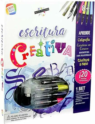 Cefa Toys INTERACTIVA Escritura Creativa Petit Picasso, Aprende a Crear Diferentes Tipos de Letras, Color Blanco, Juego de 52 Piezas (Spice Box 570)  