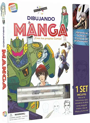 Cefa Toys-S2432667 Dibujando Petit Picasso, Kit de Bloc de Dibujo Guiado de Comic Manga con Accesorios Incluidos, Apto para Niños a Partir de 8 Años, Color (574)  