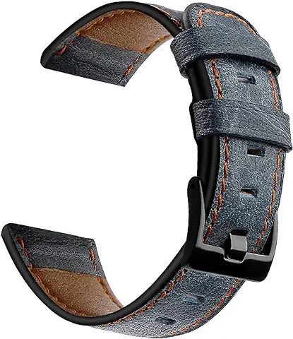CeiBand Correa de Cuero para 22mm 20mm, Cuero Ajustable de Correas Hebilla de Acero Inoxidable, Vintage Banda de Reloj, Correa de Reemplazo Inteligente para Hombres Mujer - Azul  