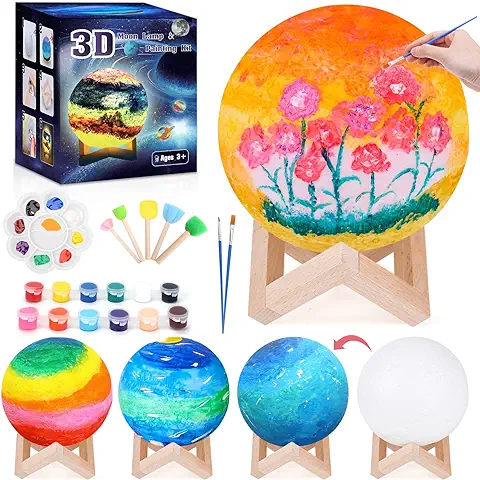 Celecstan DIY Manualidades Luna Lampara Kit Pintura Juguetes Luz de Noche para Niños - Regalo Halloween Navidad Niña  