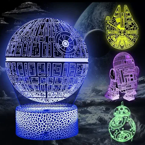 CENOVE Lampara 3D Luz de Noche, 4 Patrones LED Ilusión Lámpara con 16 Colores y Control Remoto, Decoración Luz Nocturna Regalo para Niños y Fanáticos  