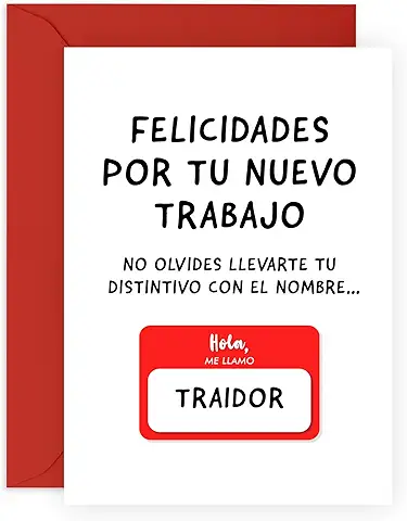 Central 23 Nueva Tarjeta de Trabajo para Hombre - 'FELICIDADES POR TU NUEVO TRABAJO' - Tarjeta de Felicitación Divertida para Amigo Colega - Tarjeta Despedida Compañero - Viene con Pegatinas  