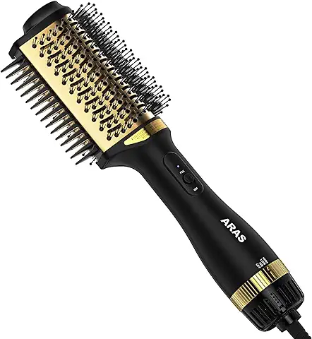 Cepillo Secador de Pelo, Cepillo Alisador Pelo ARAS 5 en 1, 1000 W Viene con Peine Alisador Lateral, Cepillo Rotatorio de Pelo Tecnología de Iones Negativos para Cabello Rizado, Liso y Voluminoso  