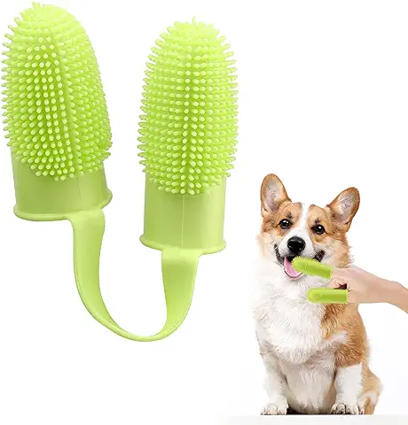 Cepillos de Dientes para Perros Cepillo de Dientes de Dos Dedos No Tóxica Limpieza de Dientes Aliento Cuidado Dental Cepillo de Dientes Cepillo Dientes Gato para Limpieza de Mascotasde (Amarillo)  