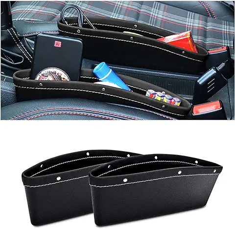 CGEAMDY Espacio para Asiento de Automóvil, Organizador de Bolsillo Lateral Asiento Coche Lateral Gap Filler para Teléfonos Móviles Llaves Tarjetas Carteras Monedas con Ajuste Universal(Negro)  