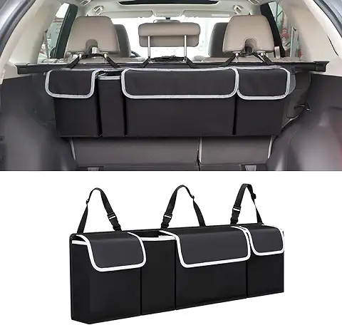 CGEAMDY - Organizador de Almacenamiento para Coche de tela Oxford, Organizador Plegable e Impermeable con 4 Bolsillos, Almacenamiento de Coche Interior, Color Negro  