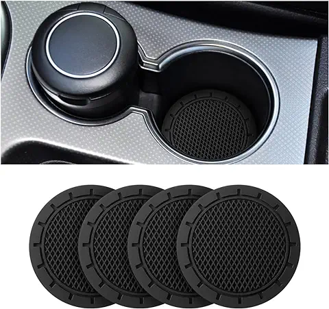 CGEAMDY Portavasos para Coche, Almohadilla de Silicona para Portavasos de Coche, Antideslizante y Duradera, 7 cm de Diámetro, Accesorios Universales para el Interior del Vehículo (Negro)  