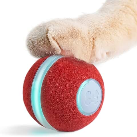 Cheerble Mini Ball 2.0 – Bola de Rodadura Automática Inteligente Interactiva para Gatos – 3 Modos de Juego – Juguete para Gatos – USB Recargable – Juguete Inteligente & Eléctrico (Rojo)  