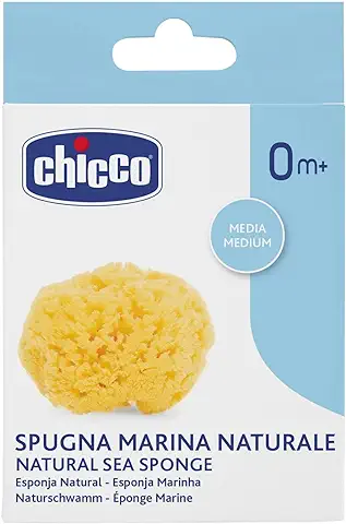 Chicco Esponja Marina Natural Bebés, Suave y Delicada Esponja de Baño para Bebés, Piel Sensible, Adecuado Desde el Nacimiento, Regalo para Bebés Accesorio para el Neceser del Bebé, Amarillo  