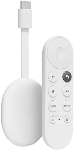 Chromecast con Google TV (4K) - Entretenimiento en Streaming, en tu TV y con Búsqueda por voz - Disfruta de Películas, Series y Netflix en 4K con HDR - Fácil de Instalar, Blanco Nieve (Snow)  