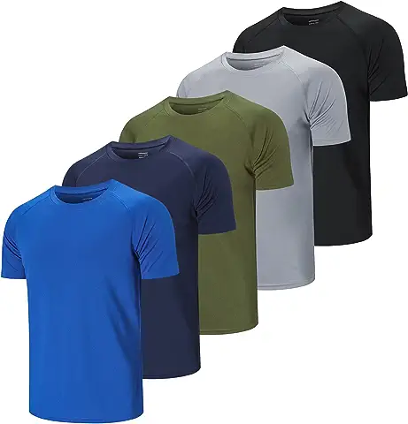 CIMIC 5 Piezas Camiseta Deporte Hombre, Camisetas Manga Corta Hombre, Secado Rápido Respirable para Running Gimnasio  