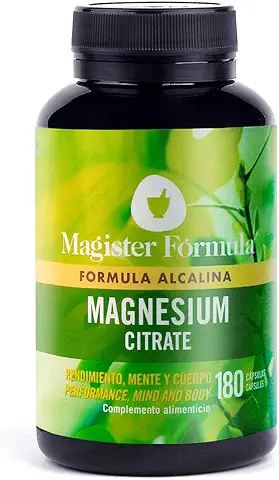 Citrato de Magnesio 2400mg | Efecto Alcalino | Alta Dosis Magnesio Elemental Puro | 375mg de Biodisponibilidad | Suplemento 180 Cápsulas | Más Oxígeno y Energía | Reduce Cansancio  