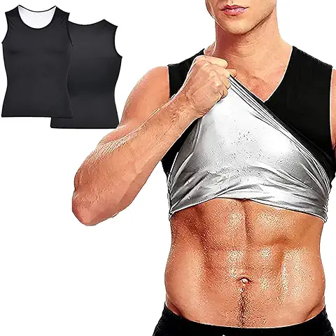 CJBIN Fajas Reductoras Adelgazantes Hombre, Camiseta Adelgazante Hombre Sauna Body Shaper Chaleco, Camiseta sin Manga Hombre GYM para Sauna Body, Shaper Entrenamiento, Entrenamiento Aeróbico  