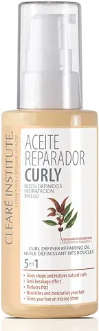 Clearé Institute - Aceite Reparador Curly | Tratamiento Pelo Seco y Dañado | Anti Frizz Cabello Rizado | Activador de Rizos Definidos Hidratante | Método Curly | 89% Ingredientes Naturales | 50ml  