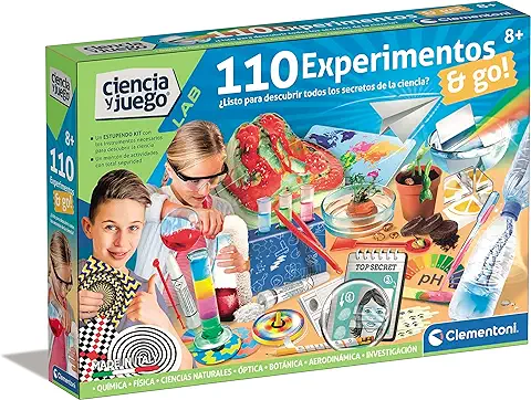 Clementoni- 110 Experimentos, Juego Científico Experimentos, Laboratorio de Química, Juguete en Español a Partir de 8 Años (55474)  