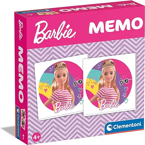 Clementoni - 18287 - Memo Games Barbie - Juguetes Educativos, Juegos de Memo, Juegos de Cartas para Niños 4 Años, Concentración y Pensamiento Lógico, 2 Jugadores  