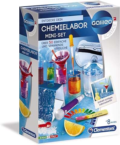 Clementoni 59072 Galileo Science - Minikit de Laboratorio Químico Juguete para Niños a Partir de 8 Años, 50 Experimentos para el Hogar, Experimentos Variados, Colorido  