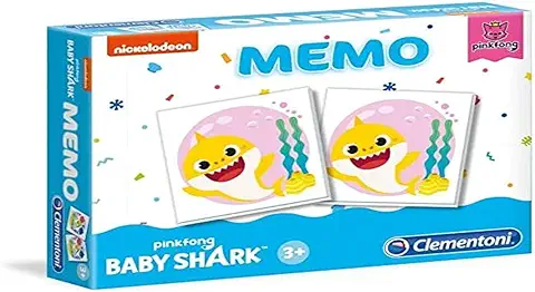 Clementoni- Baby Shark Memoria Infantil de 3 Años, Educativo, Pares, Juego de Correspondencia con Tarjetas Fabricadas en Italia, 18100, Multicolor  